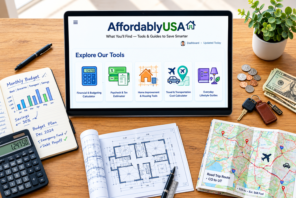About us - What You'll Find on AffordablyUSA - financial budgeting, paycheck tax, home improvement, travel and lifestyle tools