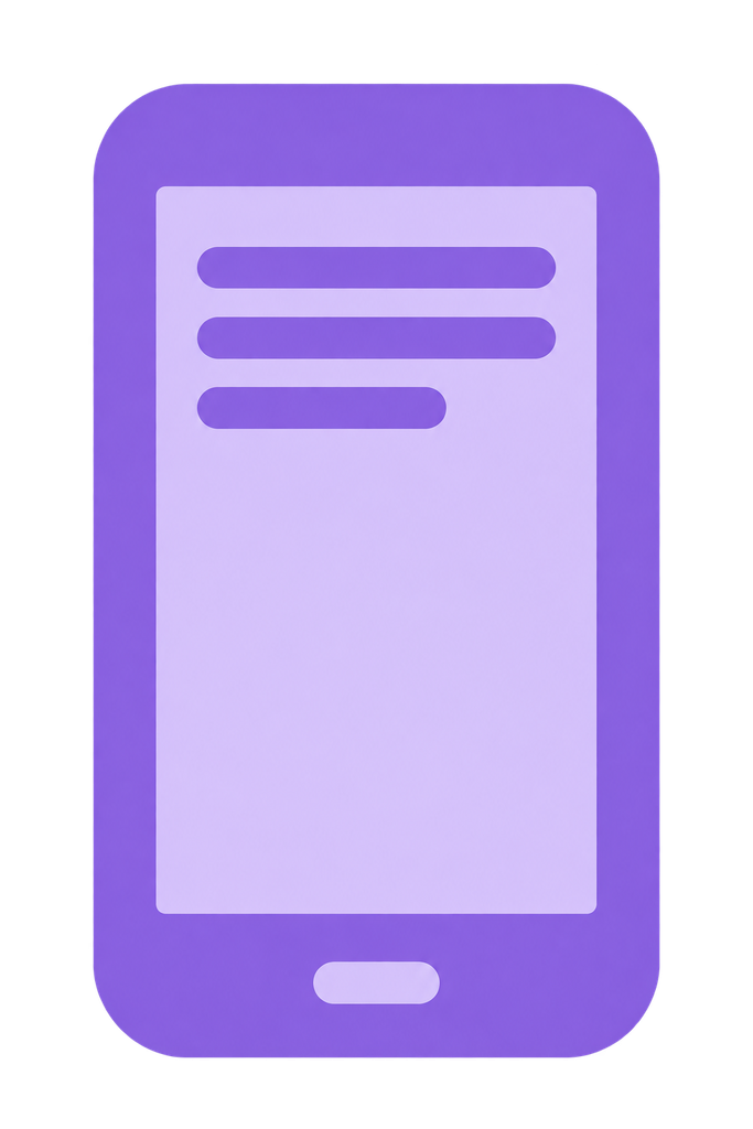 Purple mobile phone icon representing accessibility - easy to find and understand resources for everyone