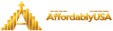 Alternative Text: AffordablyUSA logo with gold A arrow chart for affordable financial guidance