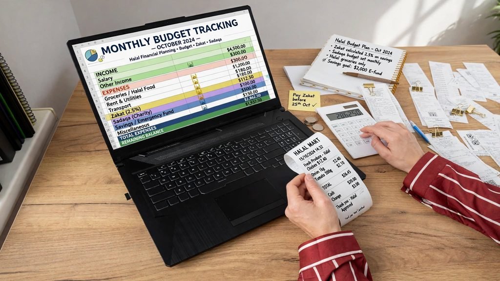 Calculating average monthly grocery spending from receipts