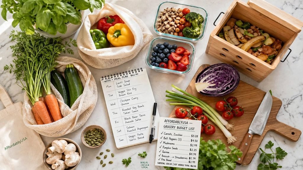 Weekly meal plan and grocery shopping list