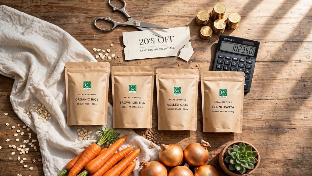 grocery essentials 20% OFF savings $1023.50 organic rice lentils oats pasta
