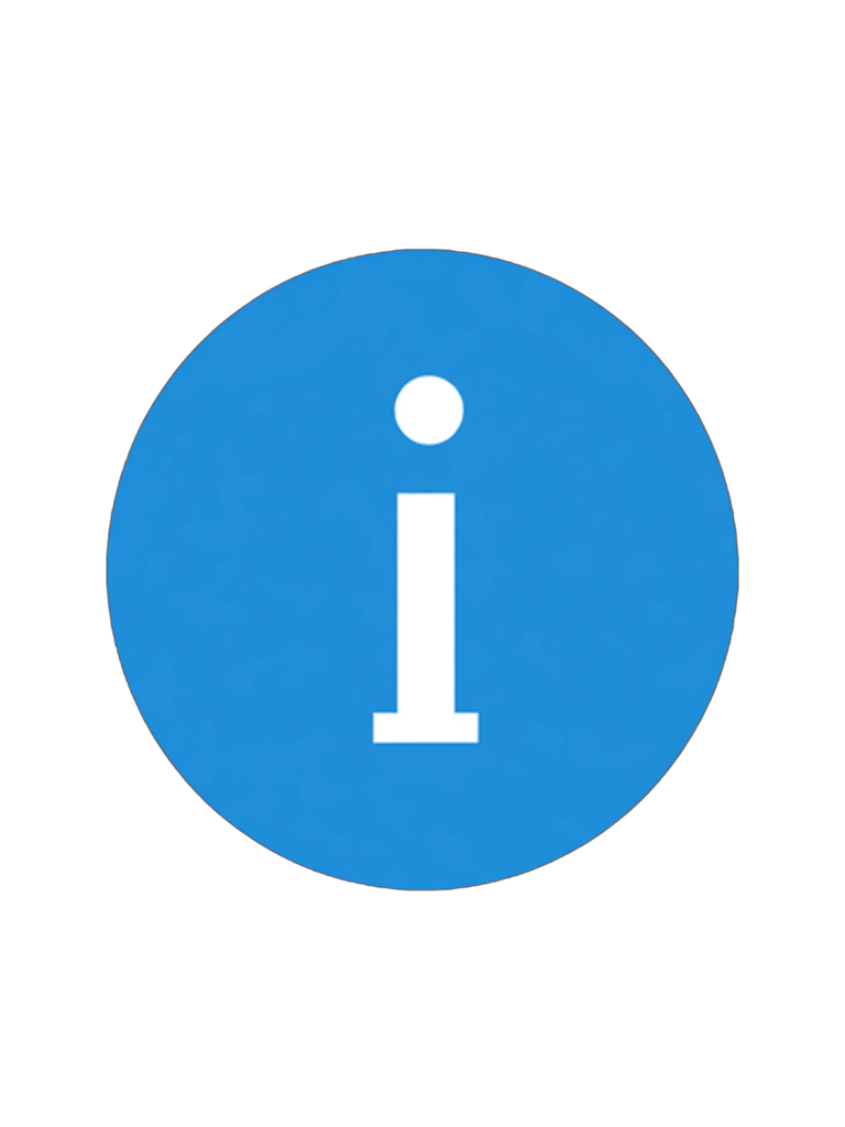 Blue circular information icon with white lowercase letter i consisting of a dot above a vertical line