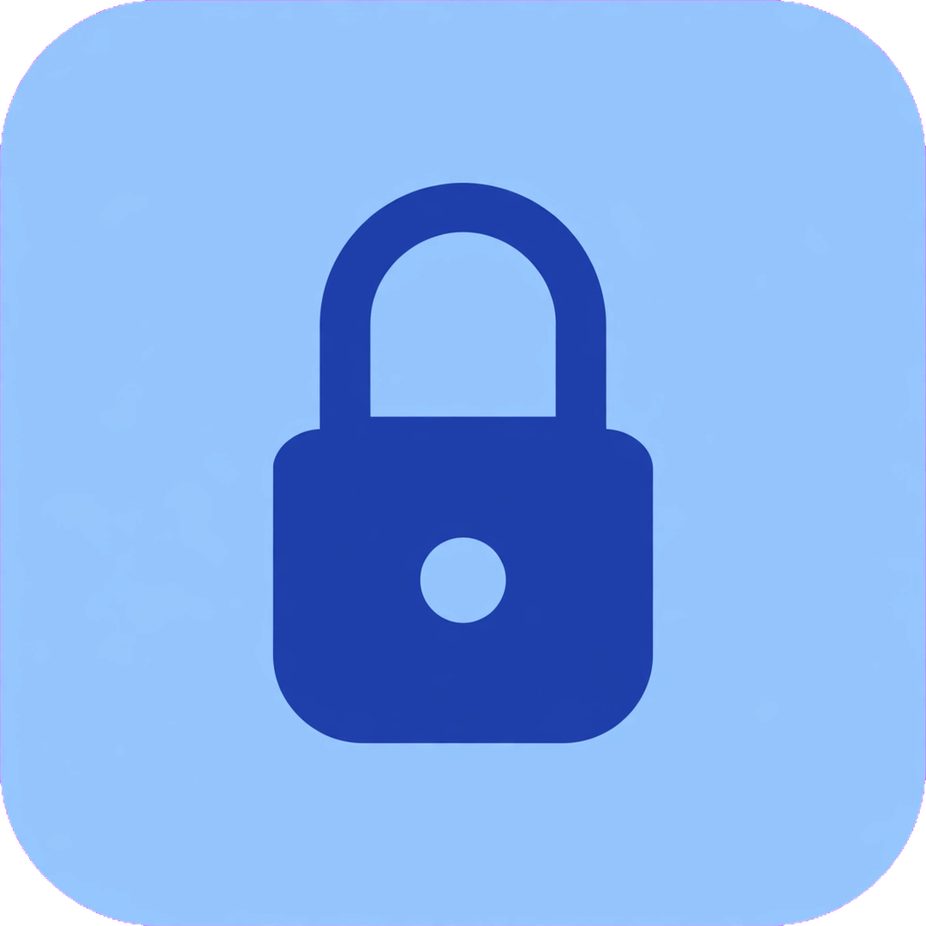 Privacy Policy page icon with blue lock for data handling information