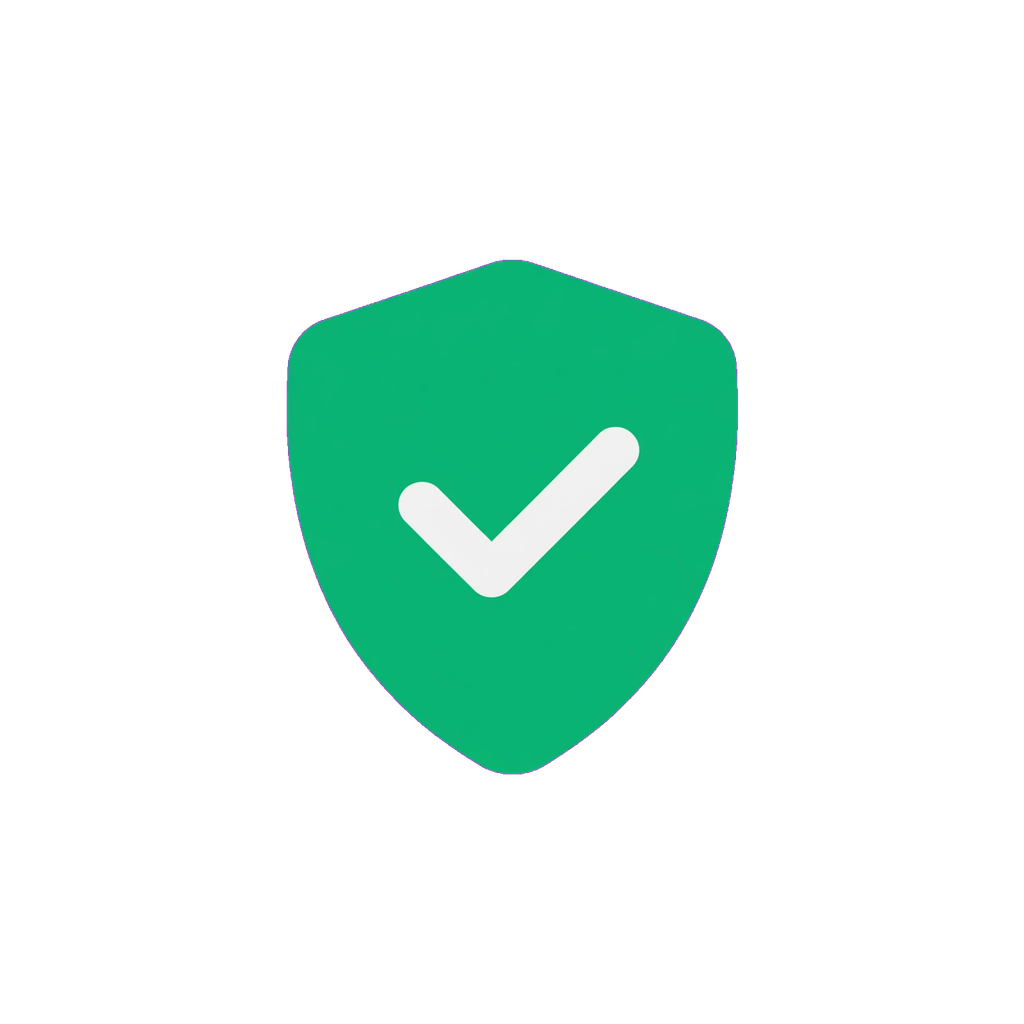 Green shield with checkmark icon - Reliable Information and Tools - AffordablyUSA trusted resources