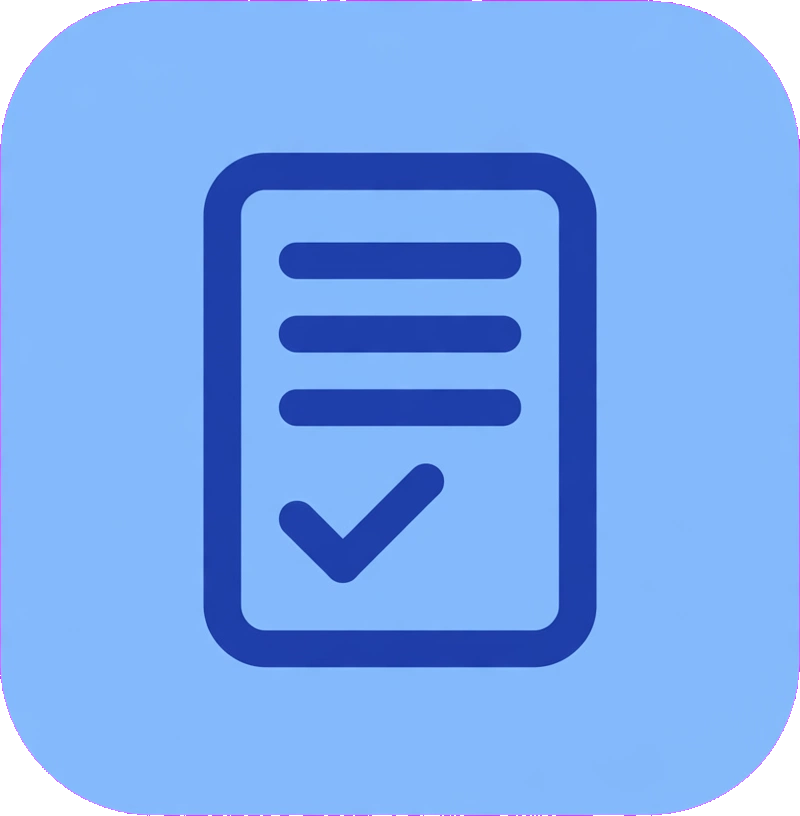 Terms of Service page icon with blue checklist document for website terms
